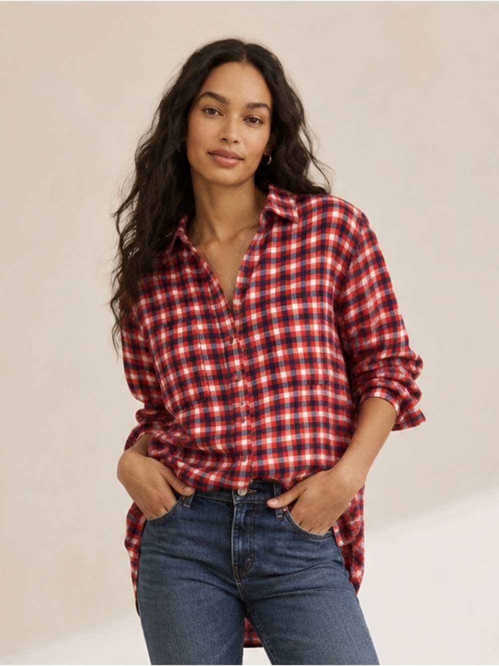 Anthropologie Pilcro wool blend button up flannel shirt size medium cozy winter